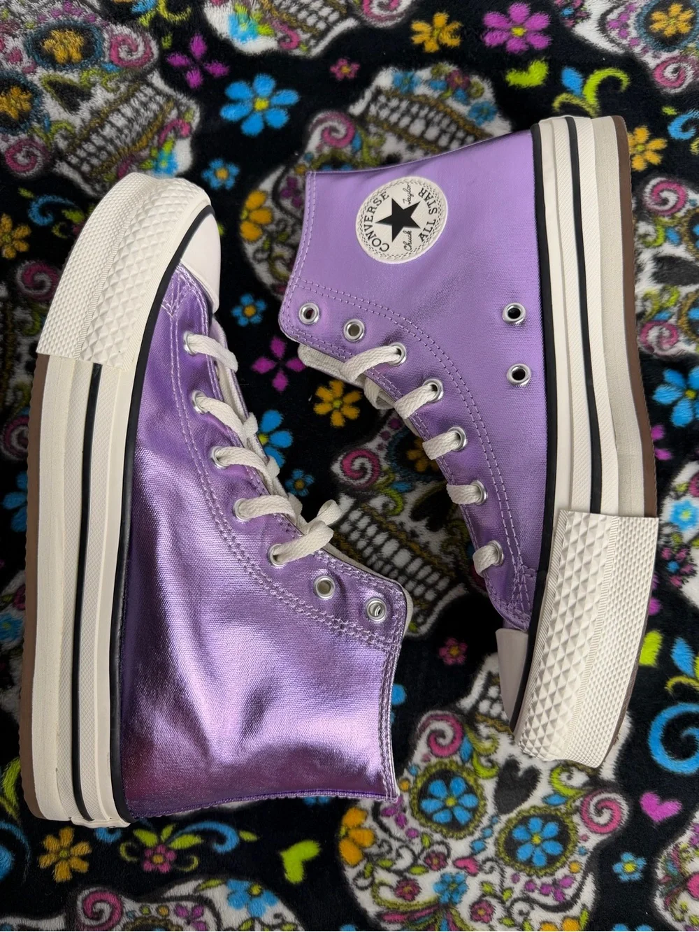 Converse Metallic Purple High-Top Kids Sneakers
